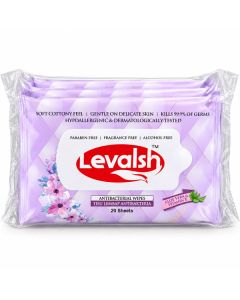 Levalsh Antibacterial Wipes 20 Sheets x 3 Pack Value Set