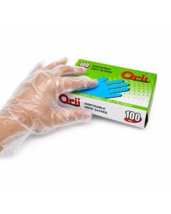 Orii HDPE Disposable Plastic Gloves Free Size 100pcs