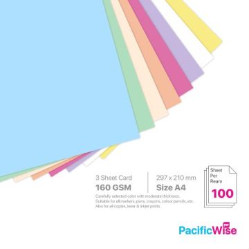 A4/3 Sheet Card/3 Helai Kad 160gsm/Light Colour/Card Stock Paper (100'S)