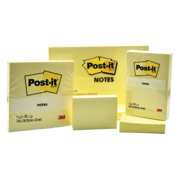 3M Post-it Sticky Notes Yellow Removable 100 Sheets