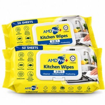 AMDPro+ Halal Kitchen Wipes 50 Sheets Twin Pack