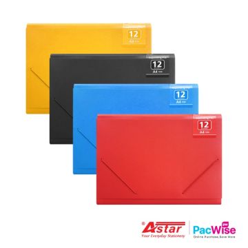 Astar A412ST Expanding File – A4 File Organizer with 12 Dividers & Elastic Band | Fail Pengembangan PP Waterproof Folder