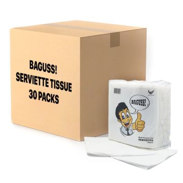 Baguss Serviettes Tissue 100gsm Absorbent 130x150mm 30 Packs