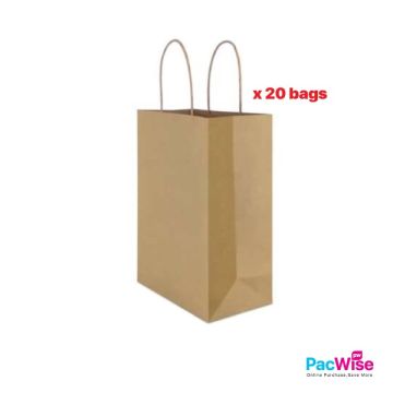 Brown Paper Carry Bag – Kraft Paper Bag with Handle | Eco-Friendly Packaging Bag (20pcs) | Recyclable Takeaway Bag Malaysia