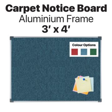 Carpet Notice Board Aluminium Frame Wall Mount 3ft x 4ft