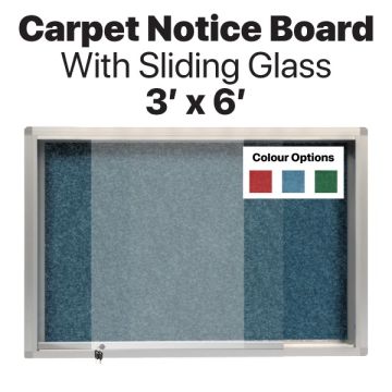 Carpet Notice Board Sliding Glass Key Lock 3ft x 6ft