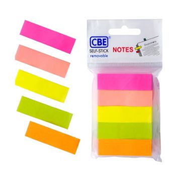 CBE Sticky Note 14040 Removable Neon 50x15mm 5x100 Sheets