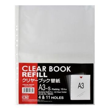 CBE A3 Sheet Protector 89020R Clear PP 11 Hole 10 Pockets