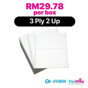 QForm Computer Form 3 Ply 2 Up Anti-Jam 9.5" x 11" (200 Fans)