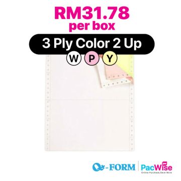 QForm Computer Form 3 Ply Colour 2 Up Anti-Jam 9.5x11 (200 Fans)