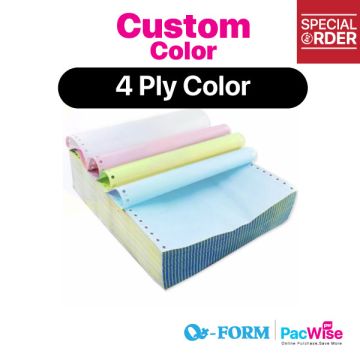 QForm Computer Form 4 Ply Colour Anti-Jam 9.5x11 200 Fans
