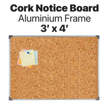 Cork Notice Board Aluminium Frame 3ft x 4ft Wall Mount