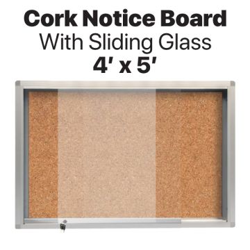Cork Notice Board Sliding Glass Key Lock 4ft x 5ft