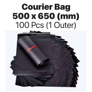 High Tech Black Courier Bag Waterproof Self Seal 500x650mm