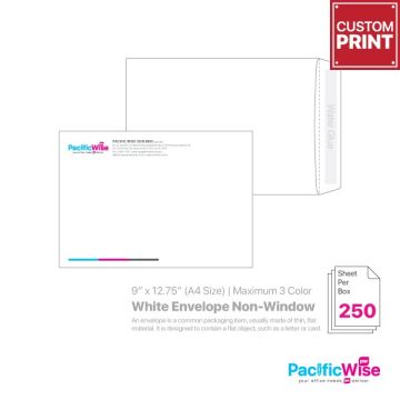 Customized Printing White Envelope Non-Window 9" x 12.75" (A4)