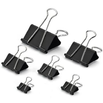 Double Clip / Binder Clip – Klip Pengikat Black Steel (12 Pcs/Box) | Office, School & Home Paper Binding