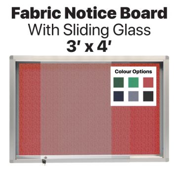 Fabric Notice Board Aluminium Frame Sliding Glass 3x4ft