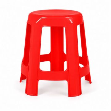 Pre-Order FCA-8422 Plastic Round Stool Red 5-Leg Stackable
