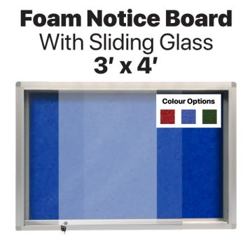 Foam Notice Board Sliding Glass Key Lock 3ft x 4ft