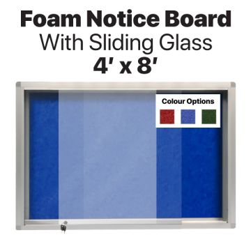Foam Notice Board Sliding Glass Key Lock 4ft x 8ft