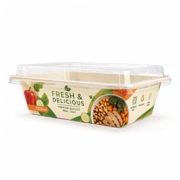 Custom Food Tray 1200ml 4C Print with Blank PET Lid