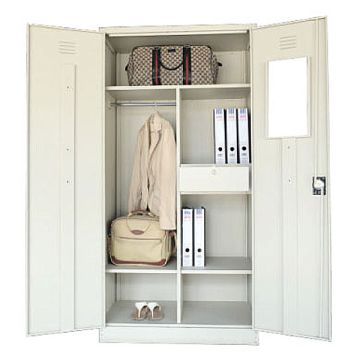 Pre-Order S198 Full Height Steel Wardrobe with Drawer & Mirror