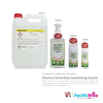 Klenco Hand Rub Sanitizing Liquid – Alcohol-Free Hand Sanitizer (50ml / 100ml / 500ml / 5L)
