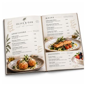 Custom Hard Cover Menu Content 4 Pages A4 4C Gloss Print