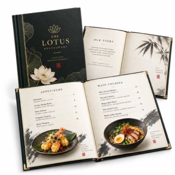 Custom Hard Cover Menu Cover + 12 Pages A4 Screw Binding