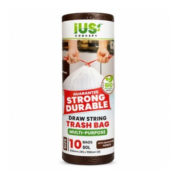 IUS Concept Bio-D Drawstring Trash Bag XL 80L Brown 10pcs
