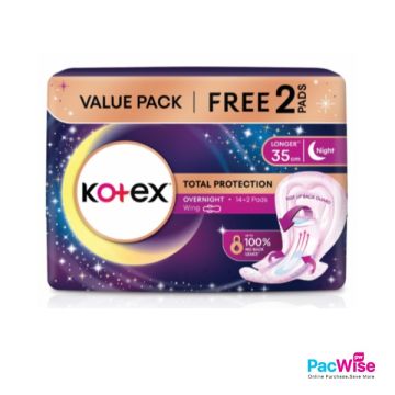 Kotex Overnight Wing Extra Long Proactive Guard 35cm 14 Pads + 2 FREE | Total Protection Night Pad