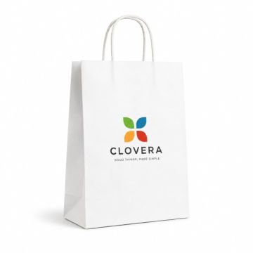 White Kraft Paper Bag WKPH01 120gsm 4C Front Print