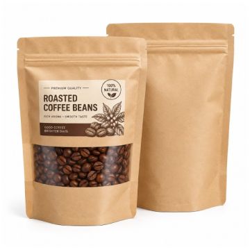 Customized Kraft Standing Pouch BKSP02 160x220mm Clear Window