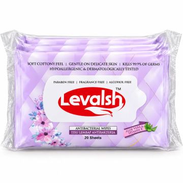 Levalsh Antibacterial Wipes 20 Sheets x 3 Pack Value Set