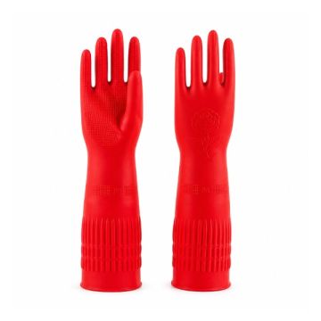 Long Sleeve Rubber Gloves 15in Red Household Protection 1 Pair