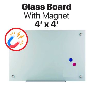 Magnetic Glassboard Dry Erase 4ft x 4ft 4mm Tempered