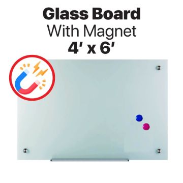 Magnetic Glassboard Dry Erase 4ft x 6ft 4mm Tempered