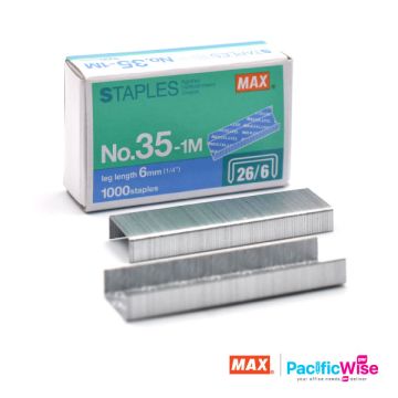 Max Stapler Bullet No.35-1M (26/6) – Premium Steel Staples | Peluru Pengokot for Standard Stapler (1000pcs/Box)
