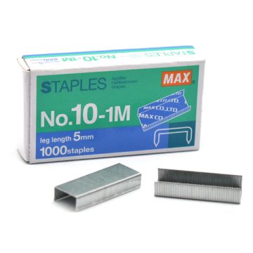 Max Staples No.10-1M High Strength 5mm 20 Sheets 1 Box