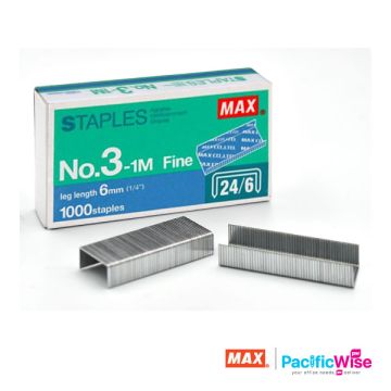 Max Stapler Bullet No.3-1M (24/6) – Peluru Pengokot Staples (1,000/Box, 30 Sheets Capacity)