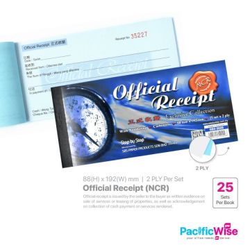 Standard 2Ply NCR Official Receipt Book Carbonless Numbered