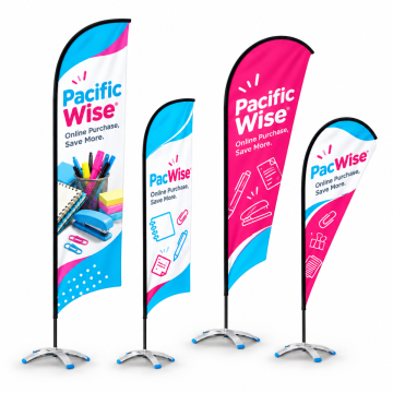 Custom Teardrop Wind Flag Full Set 3.0m with Cross Base and Water Base