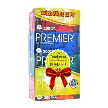 Premier Facial Tissue 2 Ply Extra Soft 200 Sheets x 4 Boxes