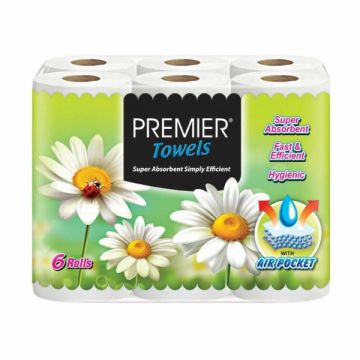 Premier Kitchen Towel Roll 2 Ply Super Absorbent 6 Rolls