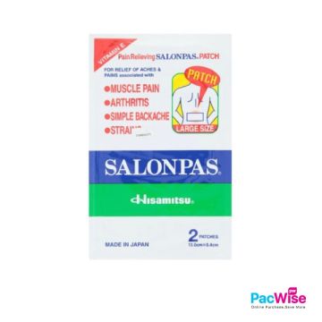 Salonpas Large Pain Relieving Patch 2s | Muscle, Joint & Back Pain Relief | Made in Japan