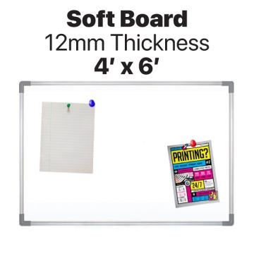 Soft Board 12mm Notice Board 4ft x 6ft White