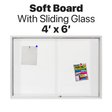 Soft Board Sliding Glass Notice Board 4ft x 6ft Lockable