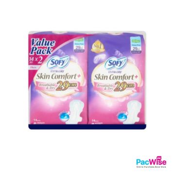 SOFY Extra Dry Night Slim Wing 29cm (14 Pads x 2) | Skin Comfort+ Value Pack Sanitary Pads