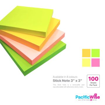 Sticky Note 3x3 Cyber Colour – Neon Memo Pad 100 Sheets (Removable Adhesive Notes)