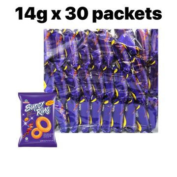 Super Ring Cheese Snack 14g x 30 Packets x 1 Pack | Halal Cheese Flavoured Rings with Real Cheese